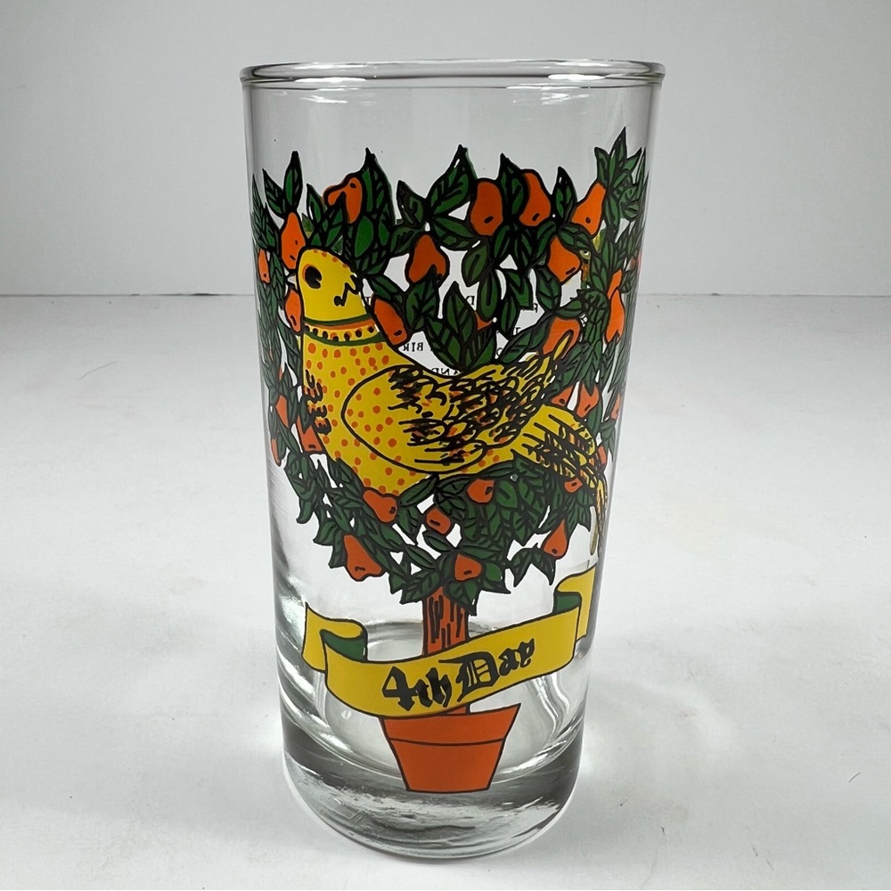 Vintage 12 Days of Christmas 4th Day Glass Tumbler